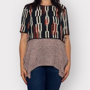 BCBG MAXAZRIA Two toned print top